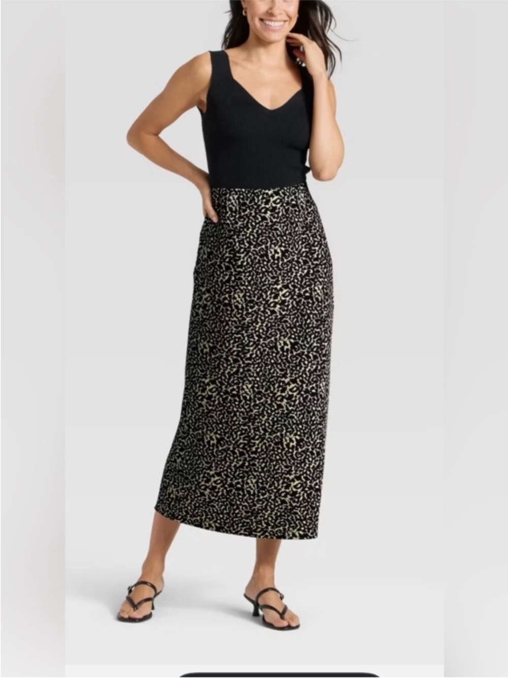 A New Day Women’s Leopard Print Satin Elastic Waistband Maxi Slip Skirt Size 2x